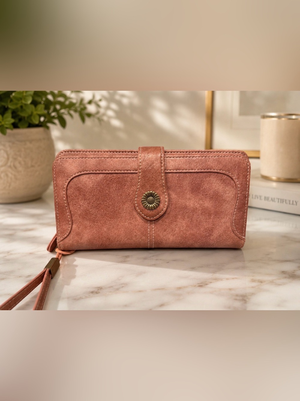 BROMEN Women's Wristlet Wallet in Dusty Rose